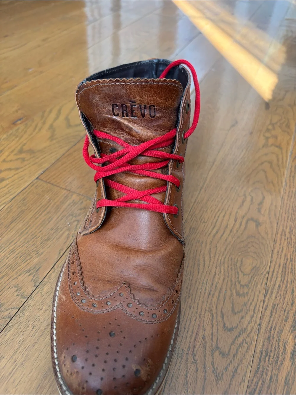 Crevo Brown Chukka Boots with Red Laces